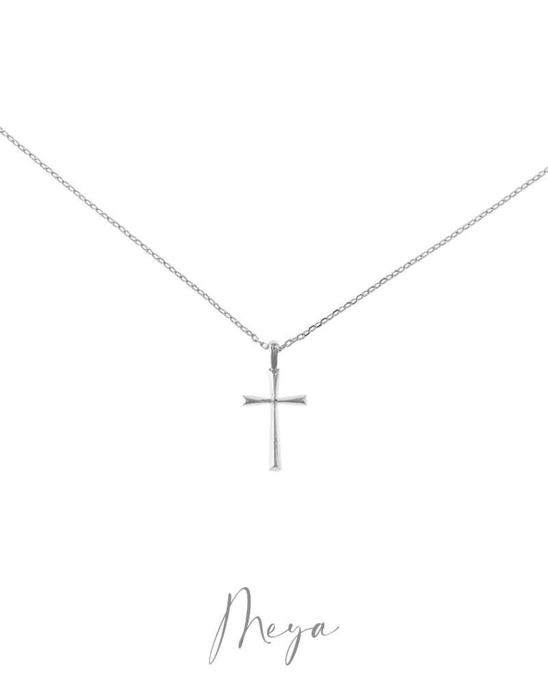 十字架吊墜項鍊／銀色