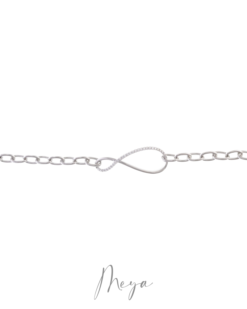 八字結鑲鋯石手鏈／銀色