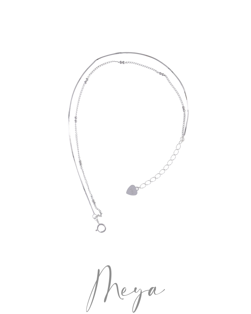 層次小雙珠手鍊/銀色