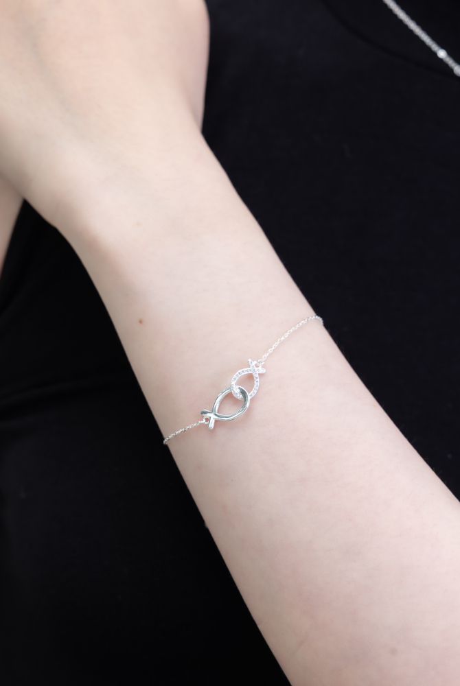 大魚小魚手鍊/銀色