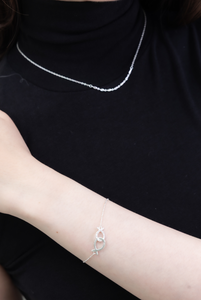 大魚小魚手鍊/銀色