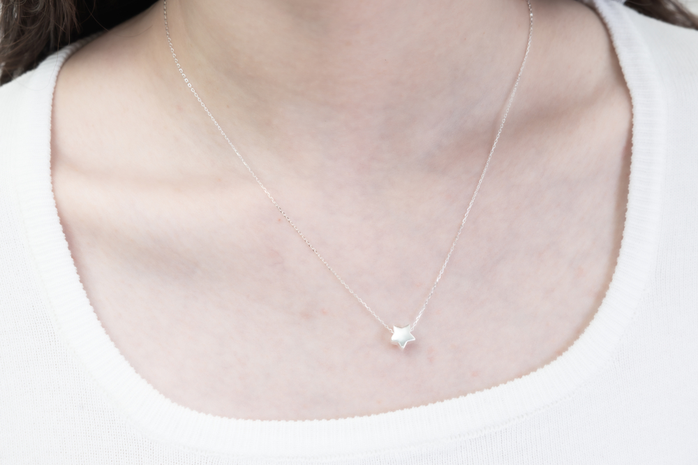 霧面小星項鍊/銀色