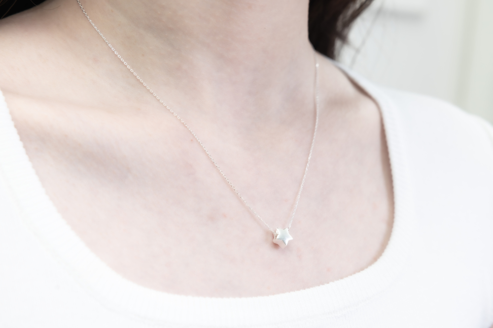 霧面小星項鍊/銀色