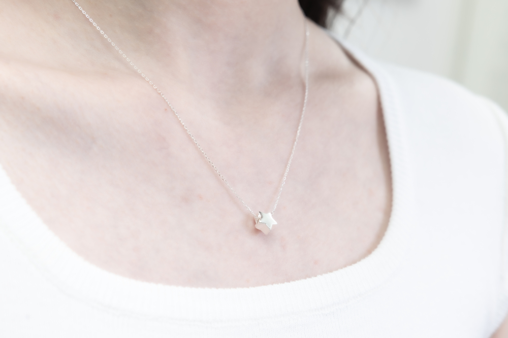 霧面小星項鍊/銀色