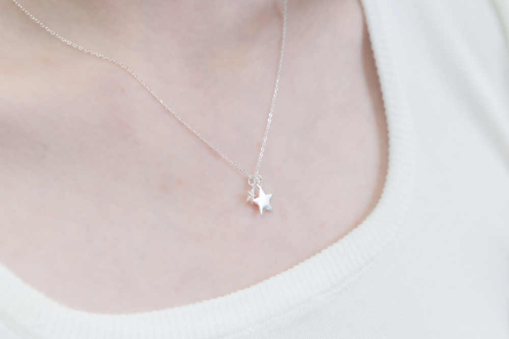 平面星星項鍊/銀色