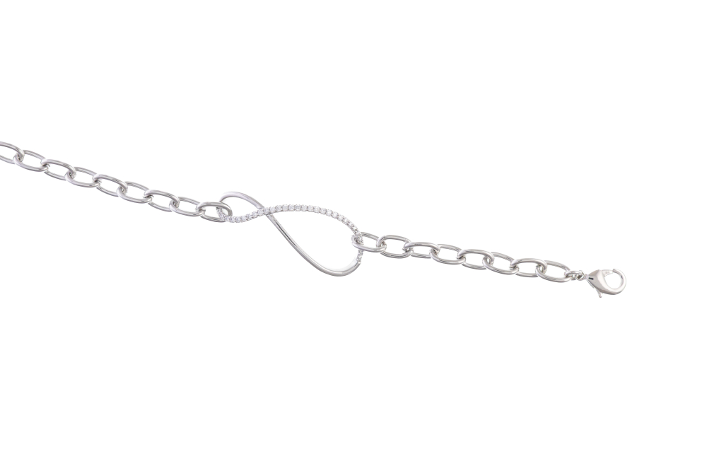 八字結鑲鋯石手鏈／銀色