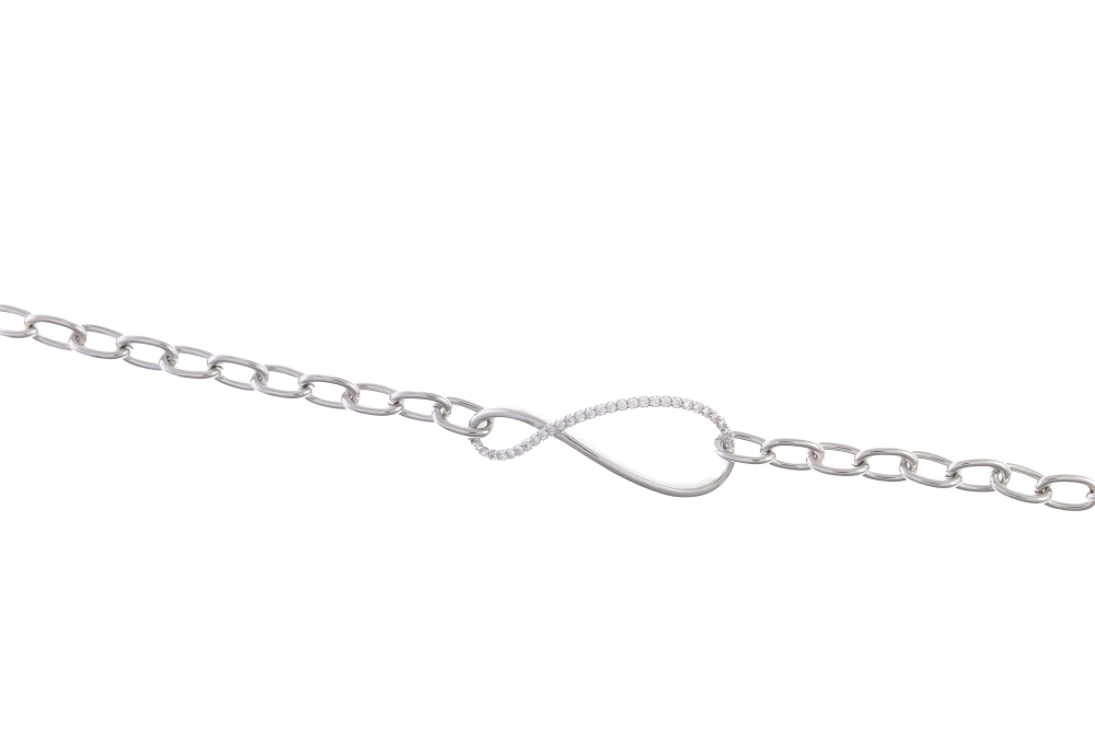 八字結鑲鋯石手鏈／銀色