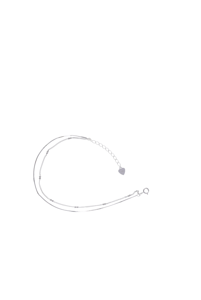 層次小雙珠手鍊/銀色