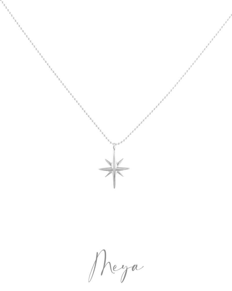 立體八角星項鍊/銀色