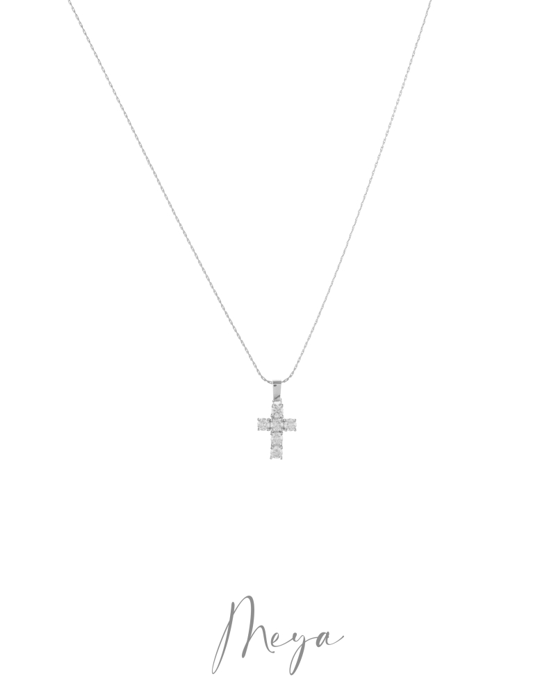 莫桑石3mm 十字架項鍊 / 金色