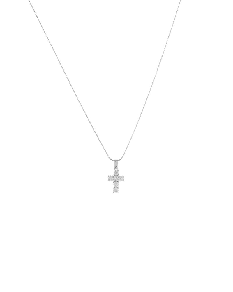 莫桑石3mm 十字架項鍊 / 金色