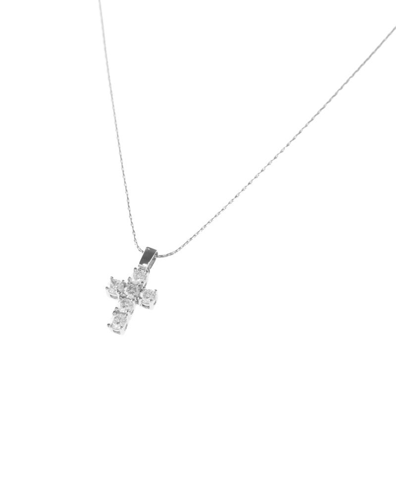 莫桑石3mm 十字架項鍊 / 金色