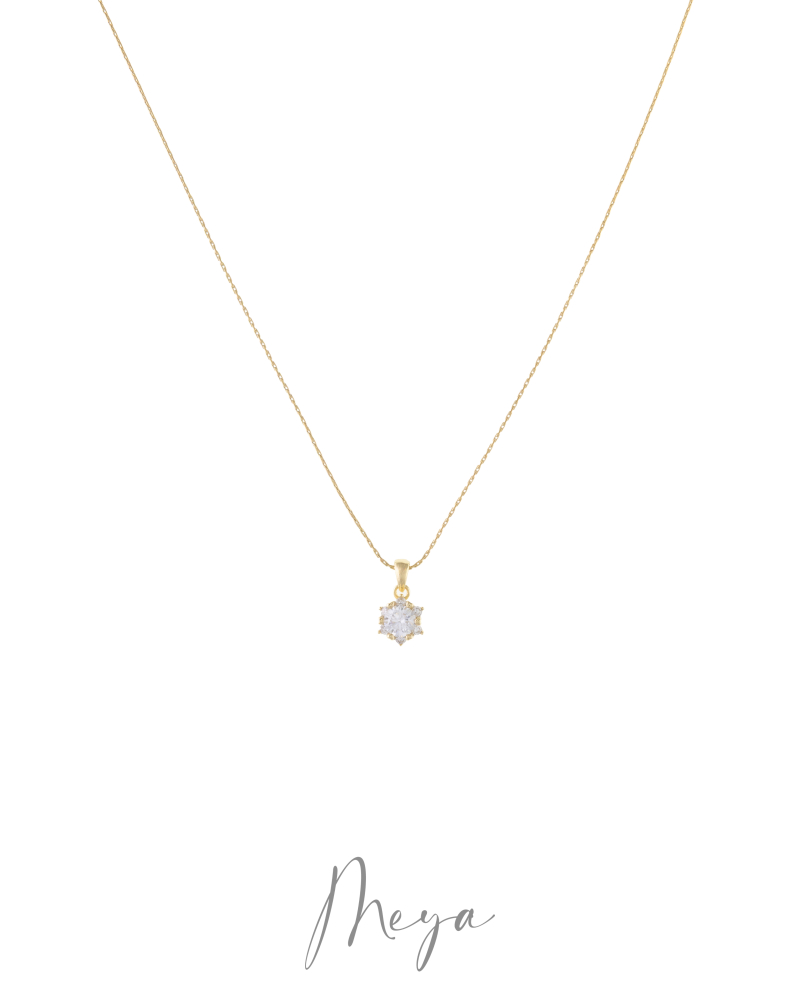 莫桑石5mm 六芒單鑽項鍊 / 金色