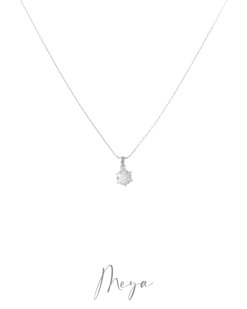 莫桑石5mm 六芒單鑽項鍊 / 銀色