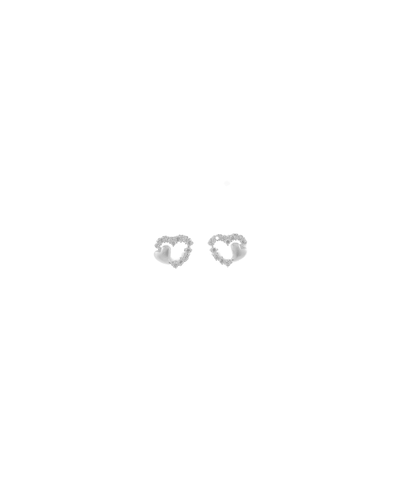 大愛心縷空小愛心耳環/銀色