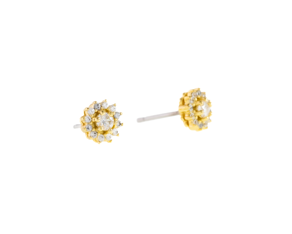 莫桑石3mm 太陽花耳針 / 金色