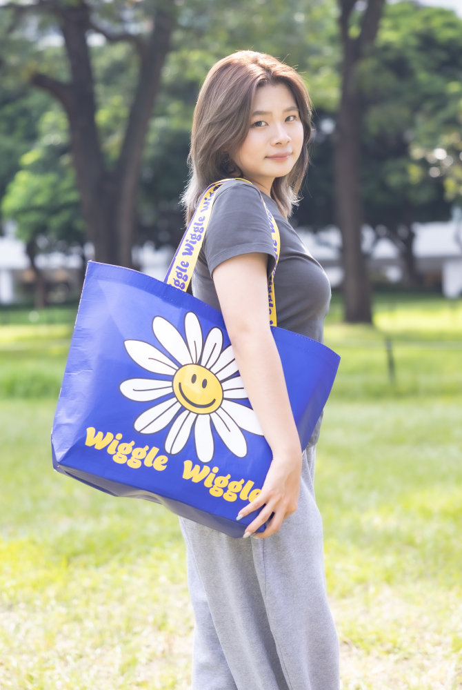 Wiggle Wiggle購物袋-深藍小花款(中)-單個