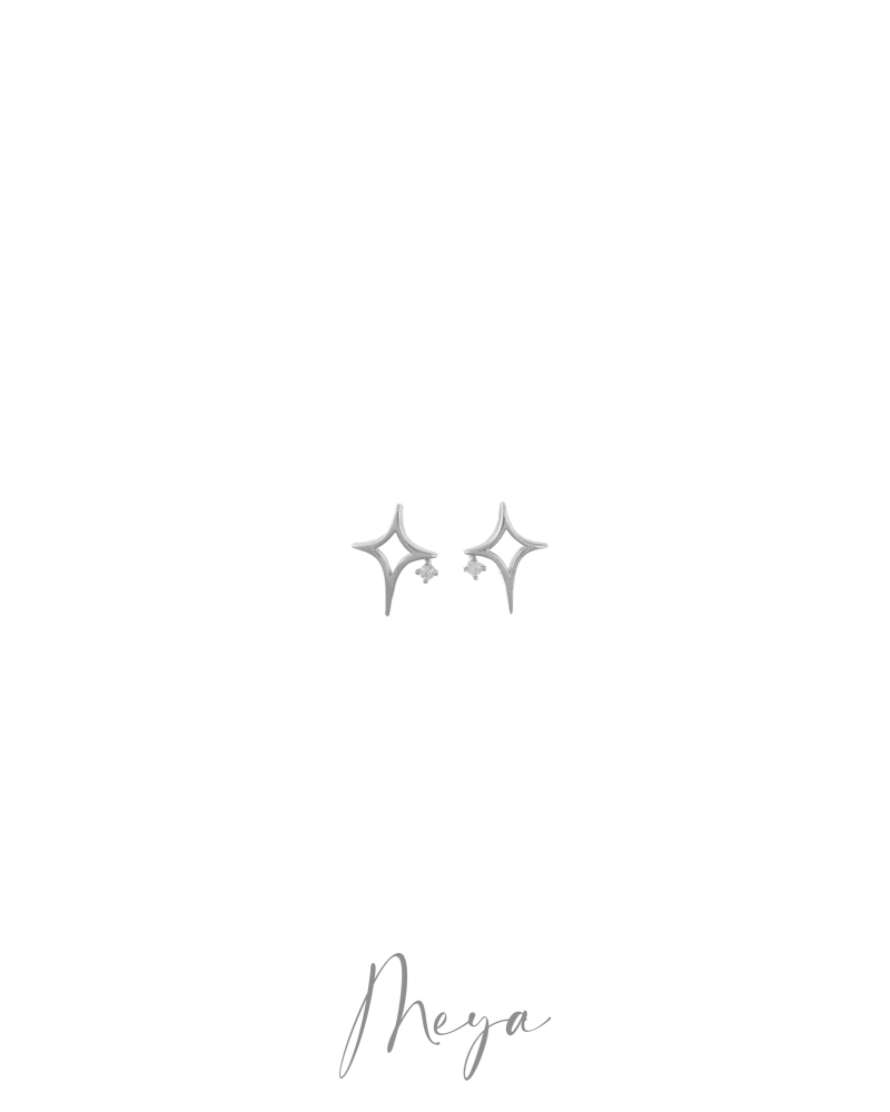 星型簍空貼耳式耳環/銀色