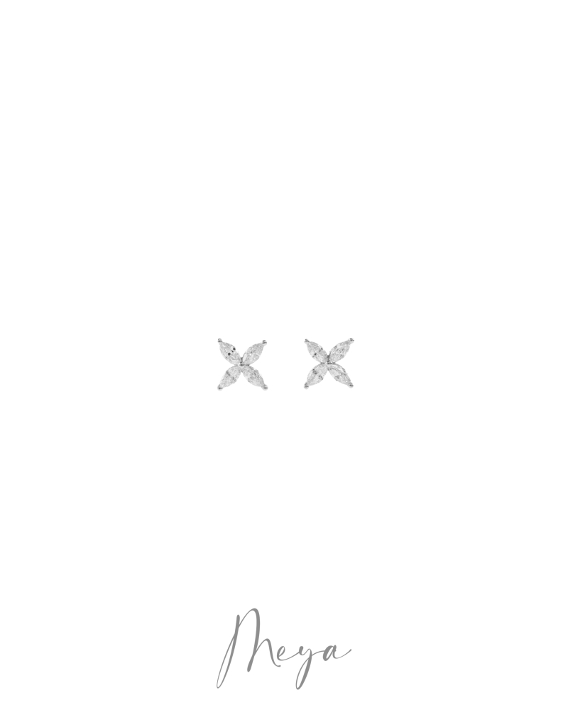 四角星貼耳式耳環/銀色