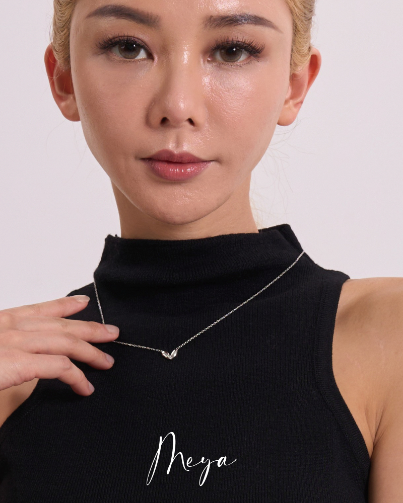 小水滴型愛心 項鏈/銀色