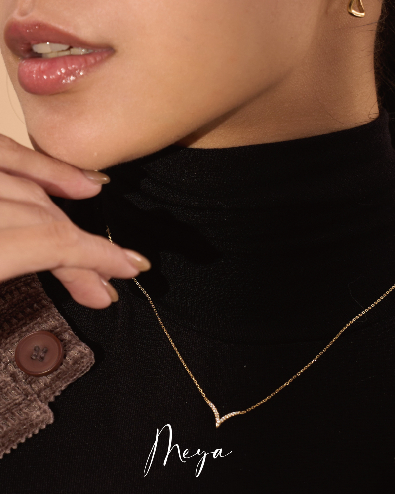 V字型閃鑽項鍊 / 金色