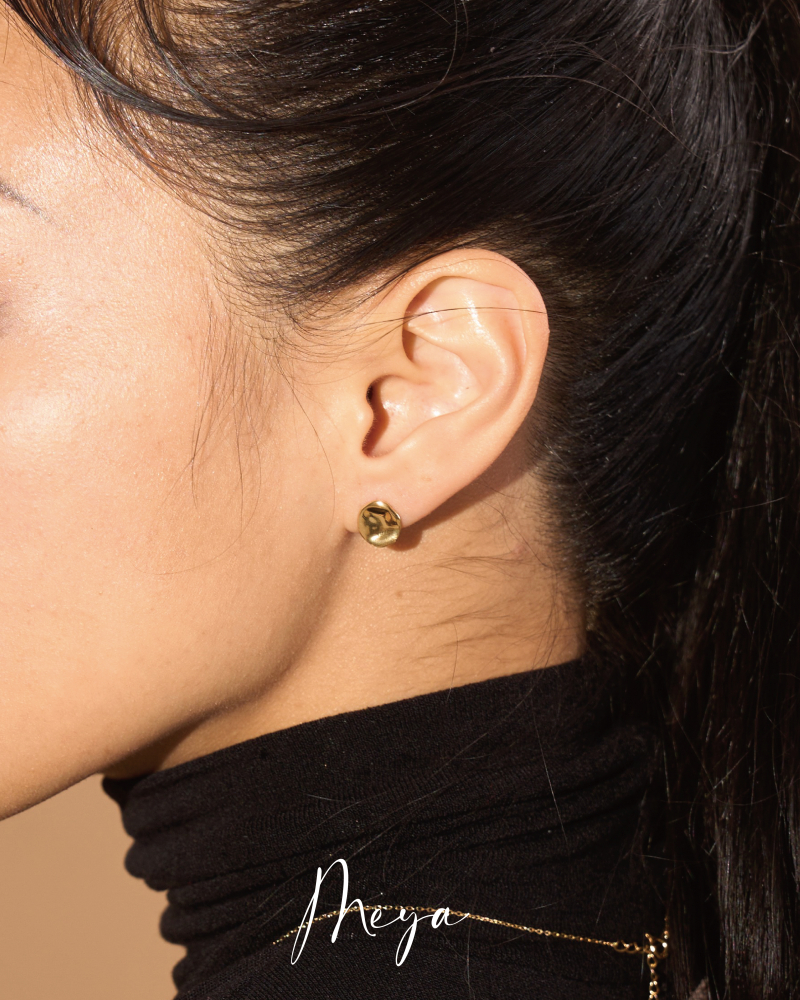 扁小圓耳環 / 金色