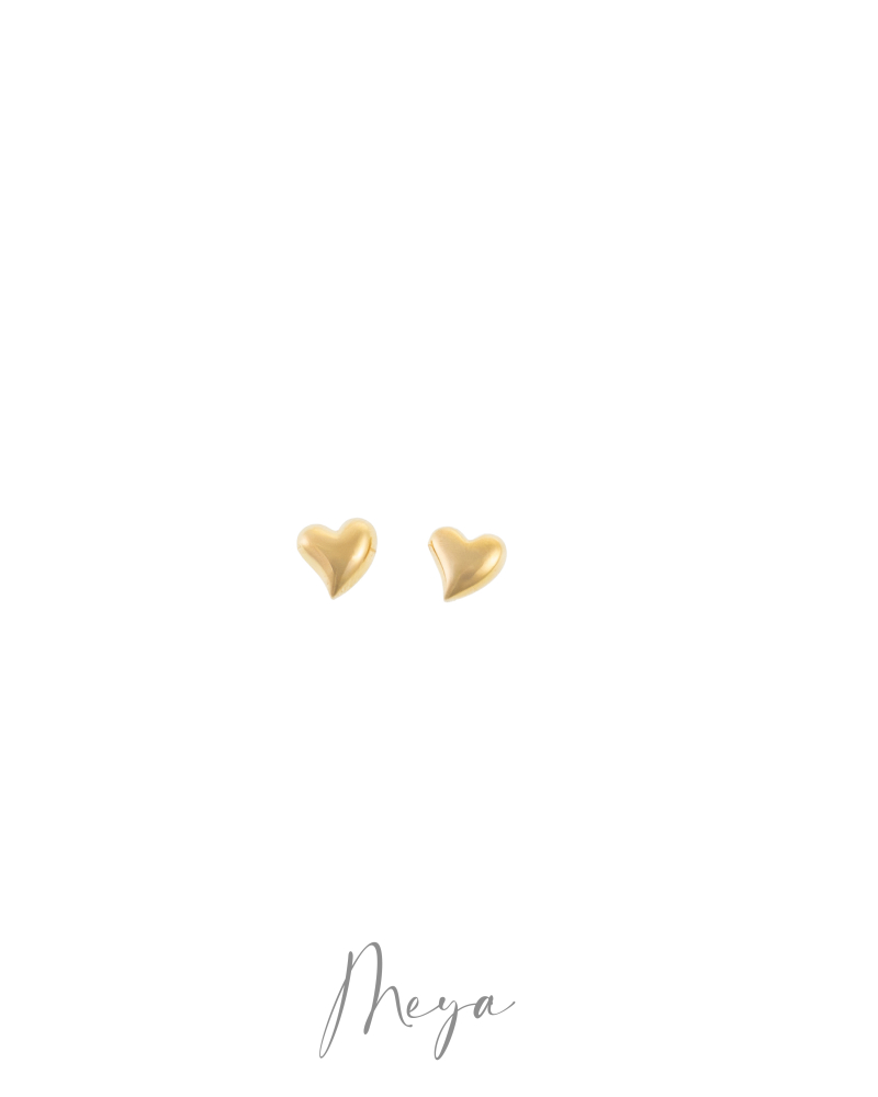 귀걸이 立體小愛心耳環 / 金色