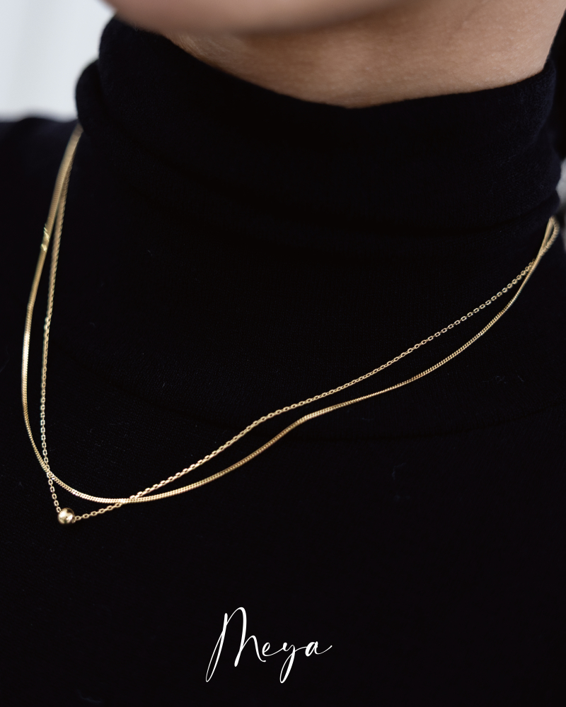 雙層 小圓珠喜平項鏈 / 金色