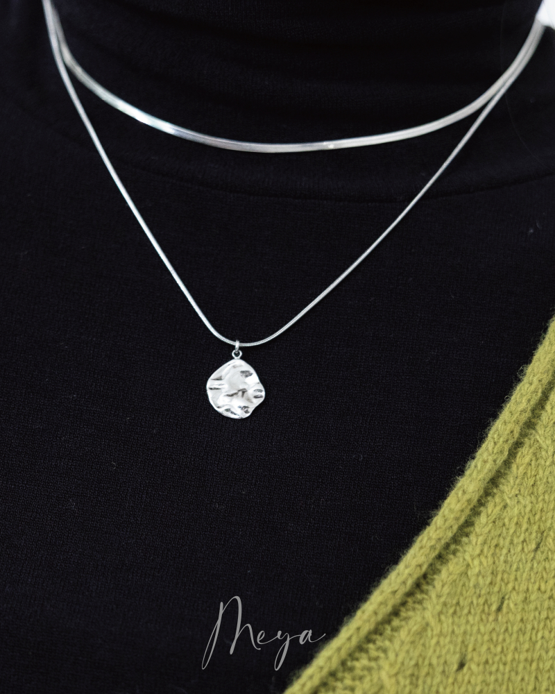 목걸이 雙層波光項鍊 可拆成兩條分開戴 / 銀色