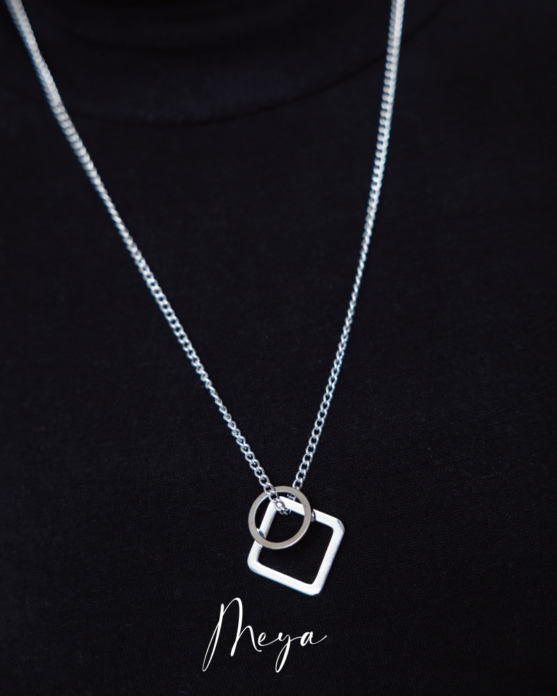 목걸이 幾何環墜項鍊   / 銀色