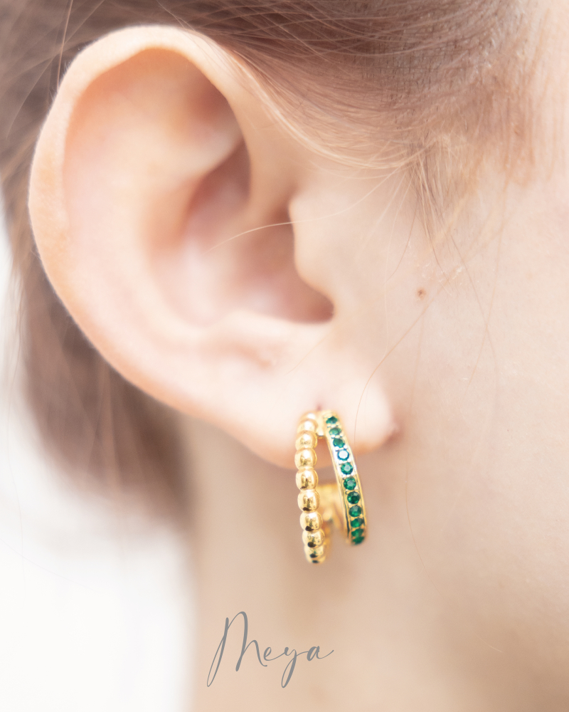 귀걸이 兩半圓弧耳環 /金色