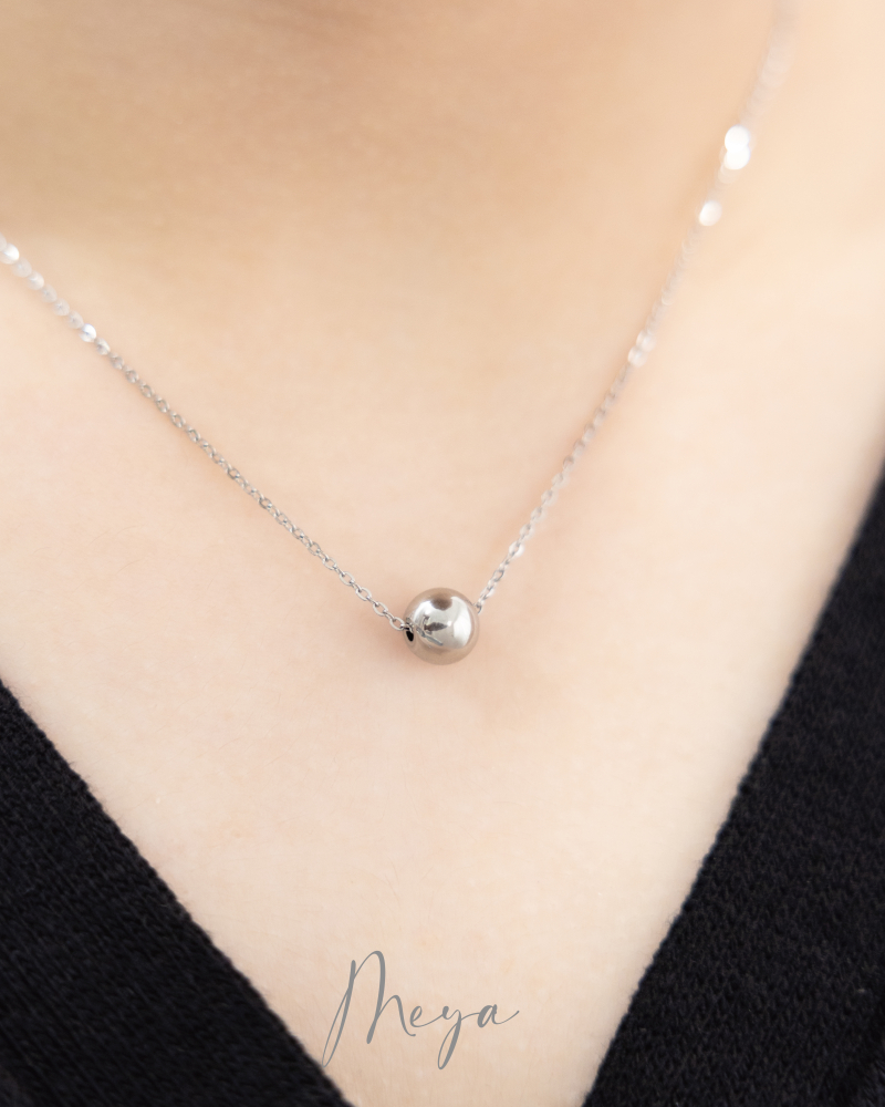 목걸이 單顆可移動圓珠項鍊 / 銀色