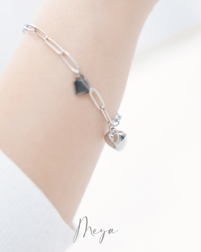 팔찌 掛墜立體小愛心鎖頭手鍊 / 銀色