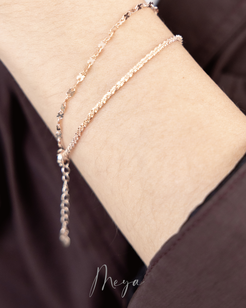 蝴蝶螺旋鏈 特殊粗螺旋鏈 雙層手鏈／玫瑰金