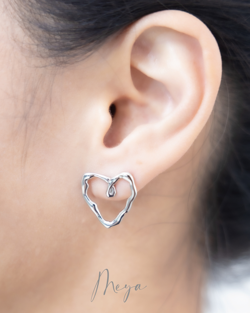 귀걸이 平空心愛心耳環 / 銀色