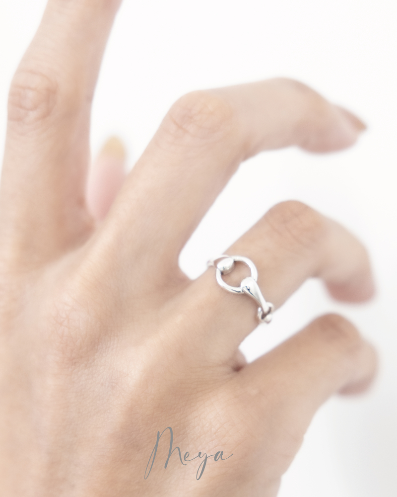 반지   雙環鏤空開口戒 可調   / 銀色