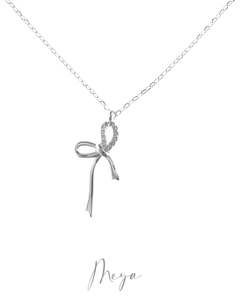 閃亮立體結吊墜項鍊/銀色