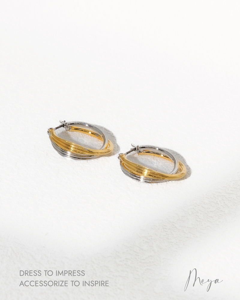 雙色圓弧交錯 / 金銀雙色