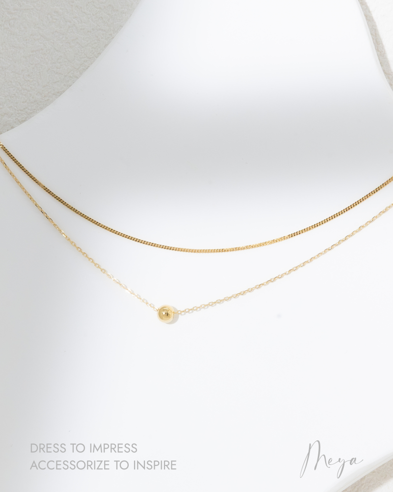 雙層 小圓珠喜平項鏈 / 金色