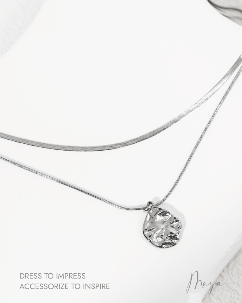 목걸이   雙層波光項鍊 可拆成兩條分開戴  / 銀色