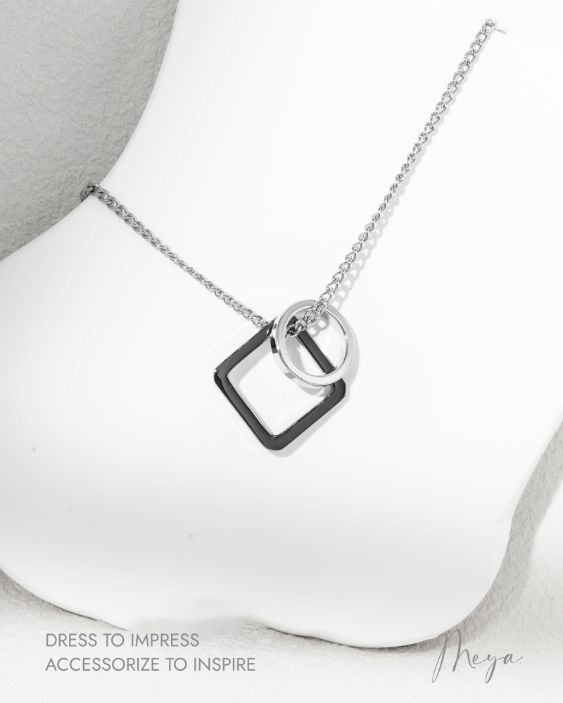 목걸이 幾何環墜項鍊   / 銀色