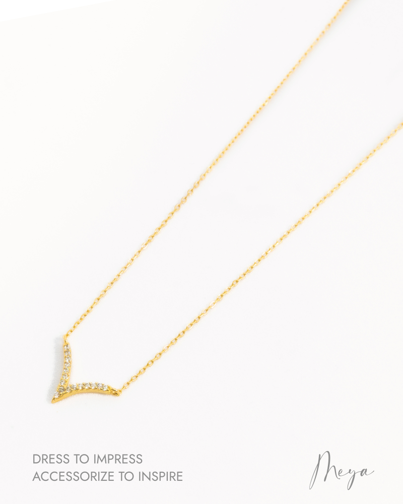 V字型閃鑽項鍊 / 金色