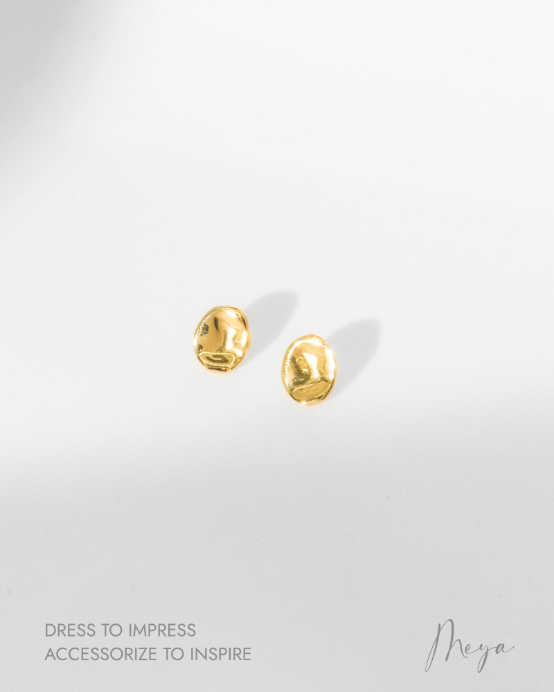 扁小圓耳環 / 金色