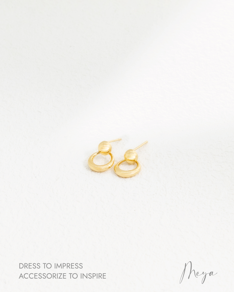 小圓珠窄圈型耳環 / 金色