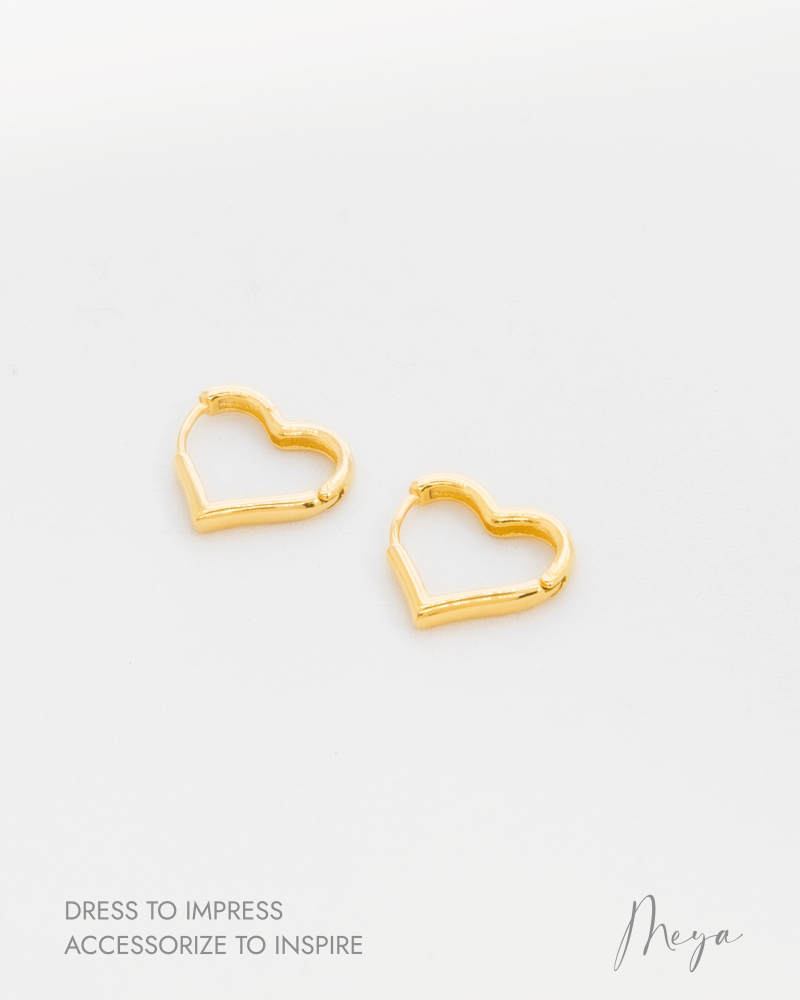 圈型愛心耳環 / 金色