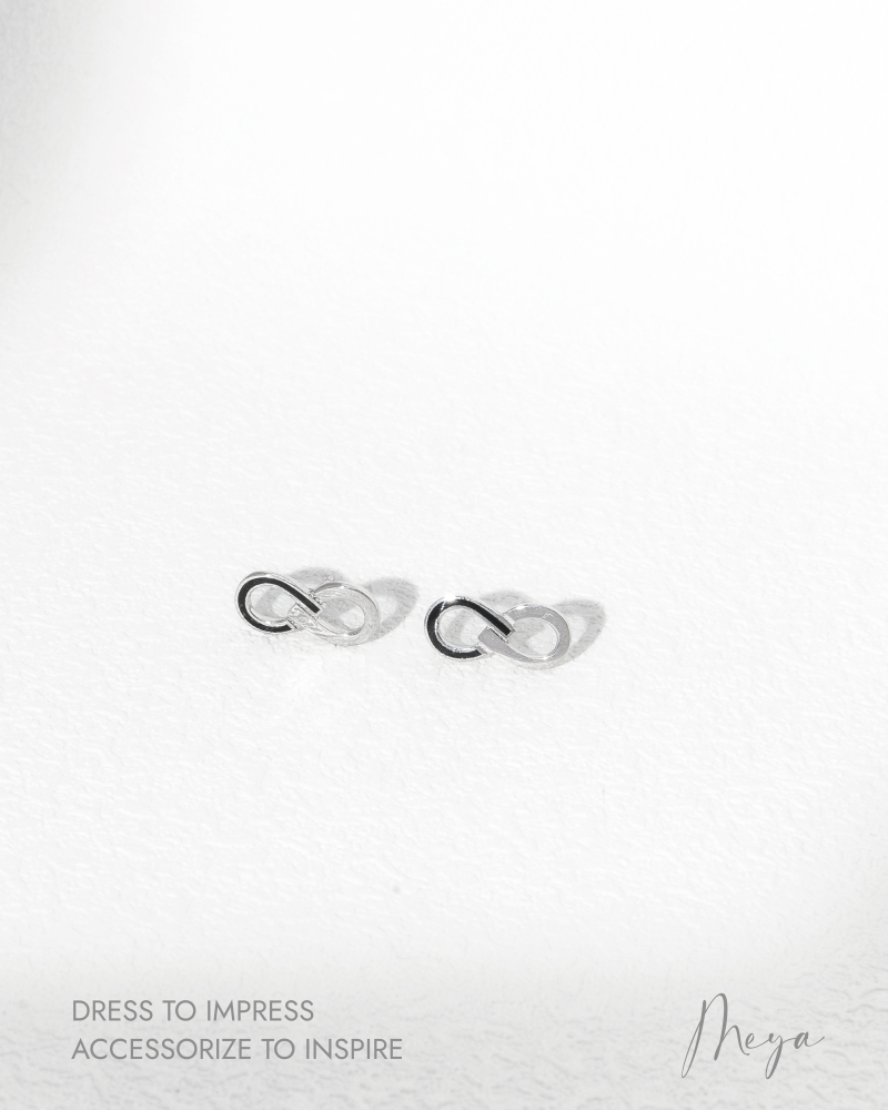 無限 耳環／銀色