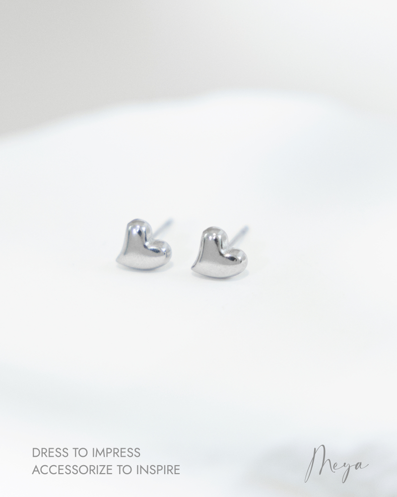 귀걸이 立體小愛心耳環 / 銀色