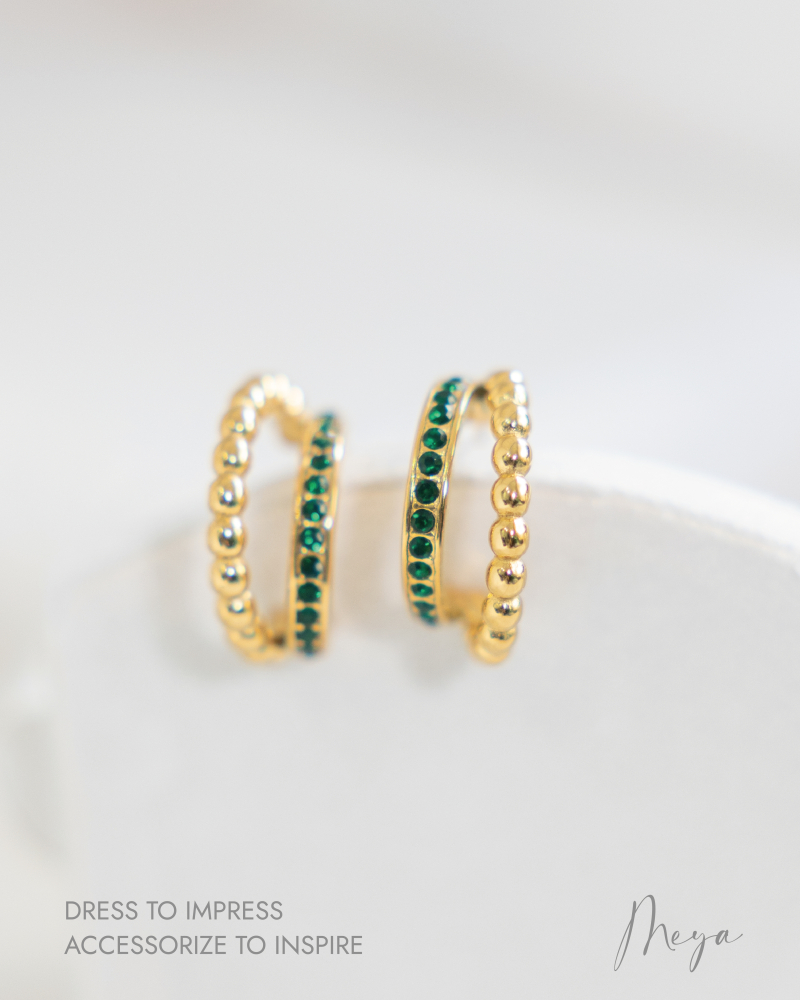 귀걸이 兩半圓弧耳環  /金色