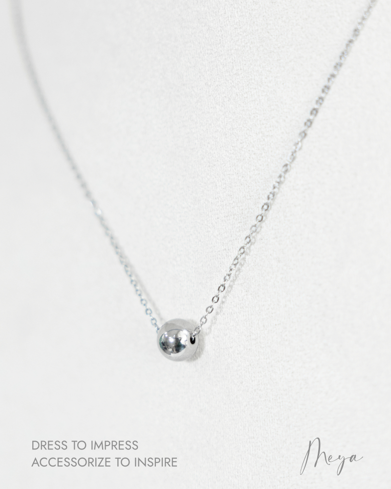 목걸이 單顆可移動圓珠項鍊 / 銀色