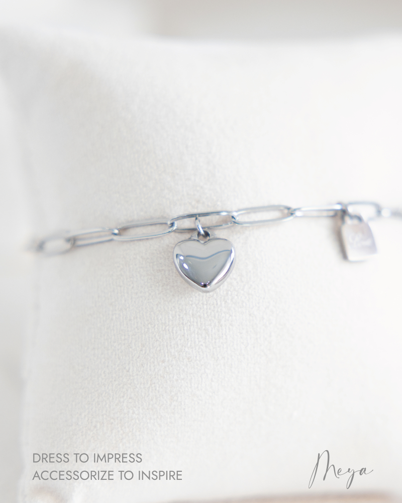 팔찌 掛墜立體小愛心鎖頭手鍊 / 銀色